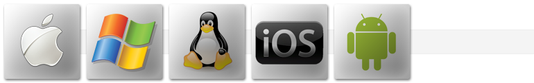 Mac, Windows, Linux, iOS and Android logos